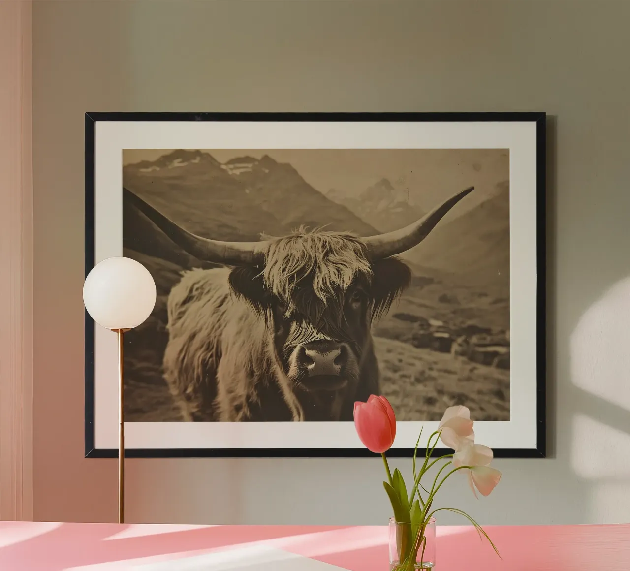Vagabondaggio e libertà: focus sulla mucca delle Highlands poster con telaio in alluminio da Nikis Art Studio