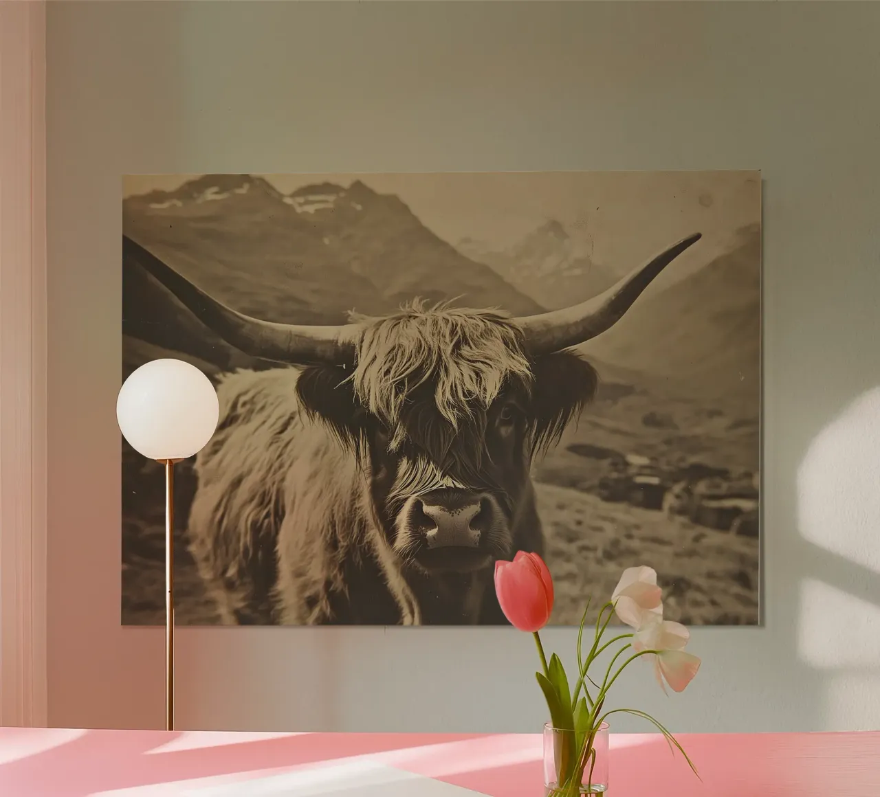 Vagabondaggio e libertà: focus sulla mucca delle Highlands poster con telaio in alluminio da Nikis Art Studio
