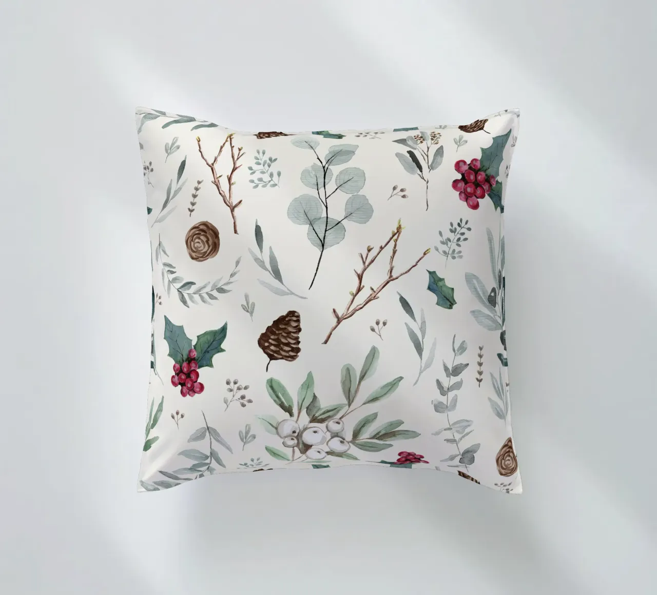 Holidays Botanical Pattern cuscino da anisillustration