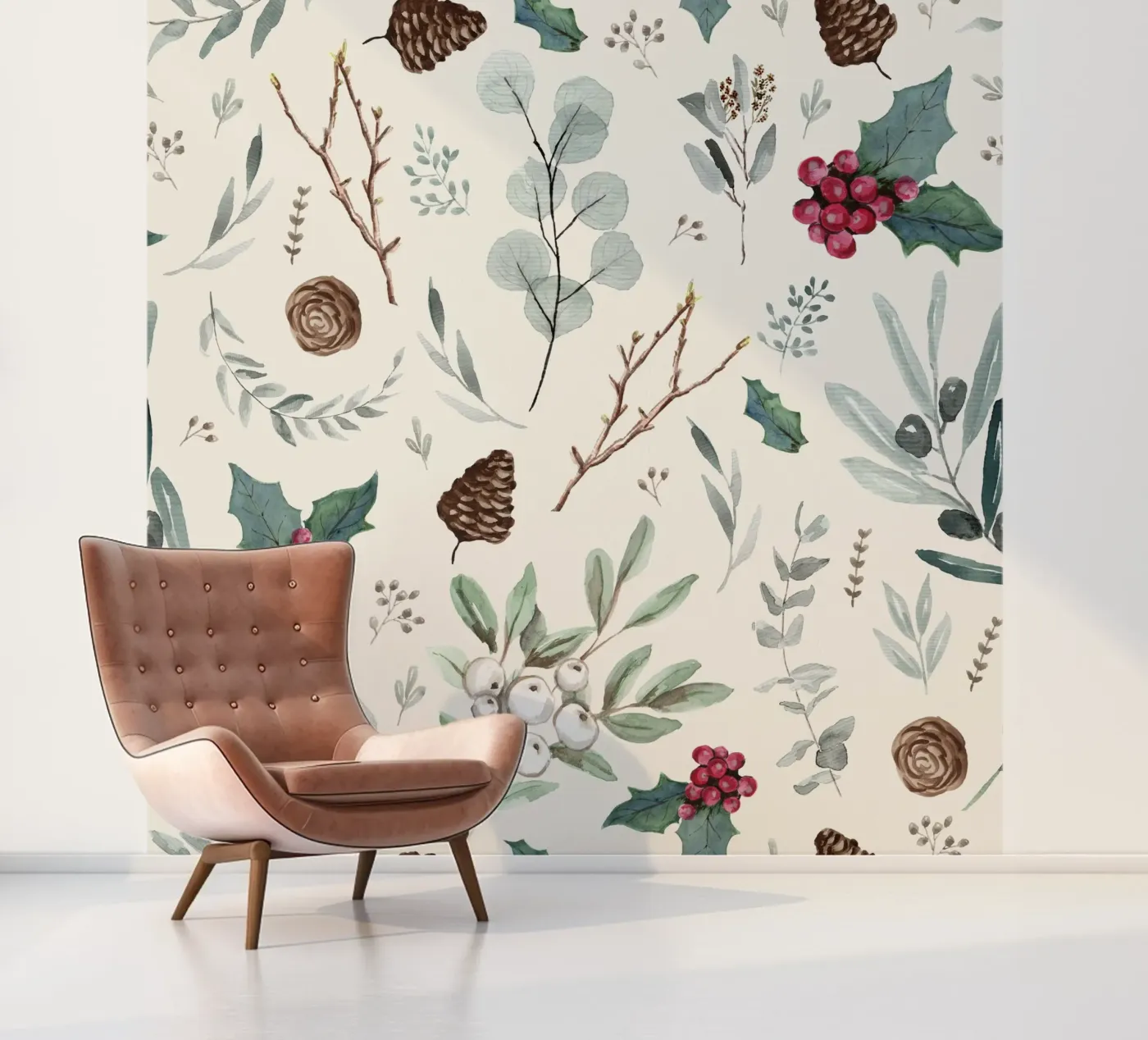 Holidays Botanical Pattern fotobehang van anisillustration
