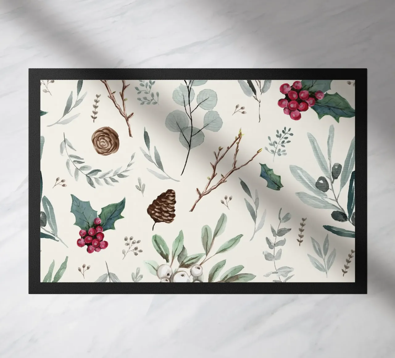 Holidays Botanical Pattern doormat by anisillustration