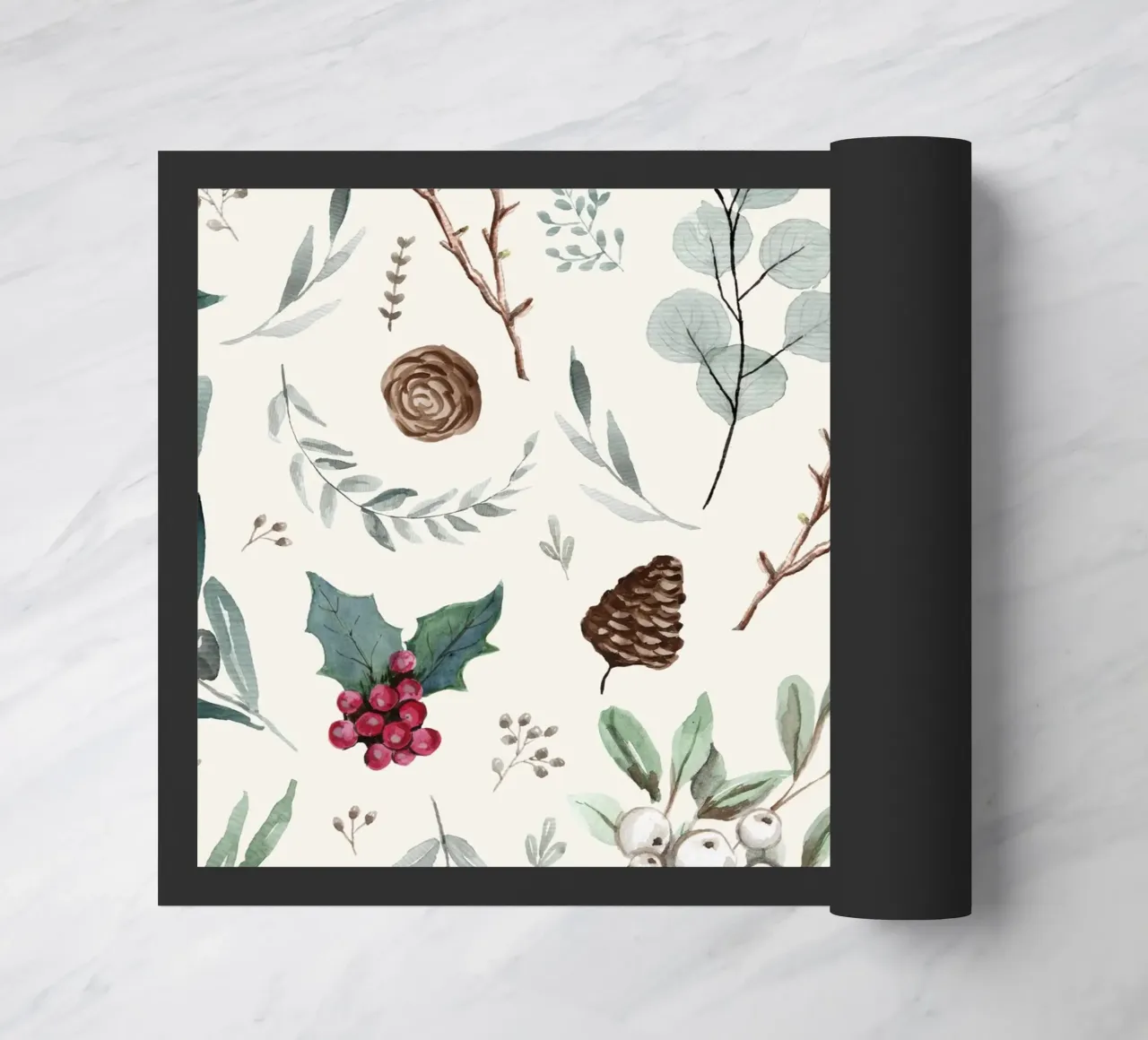 Holidays Botanical Pattern doormat by anisillustration