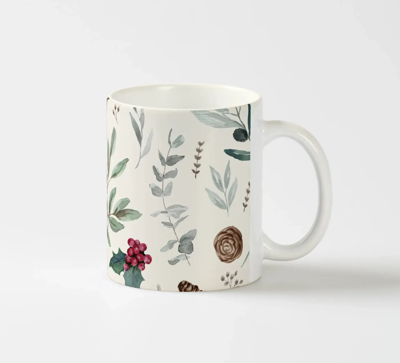 Holidays Botanical Pattern ceramic mug by anisillustration