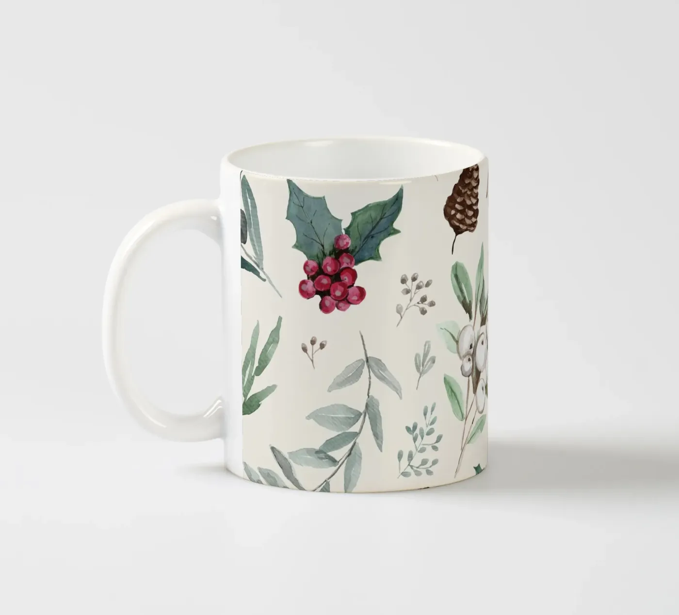 Holidays Botanical Pattern ceramic mug by anisillustration