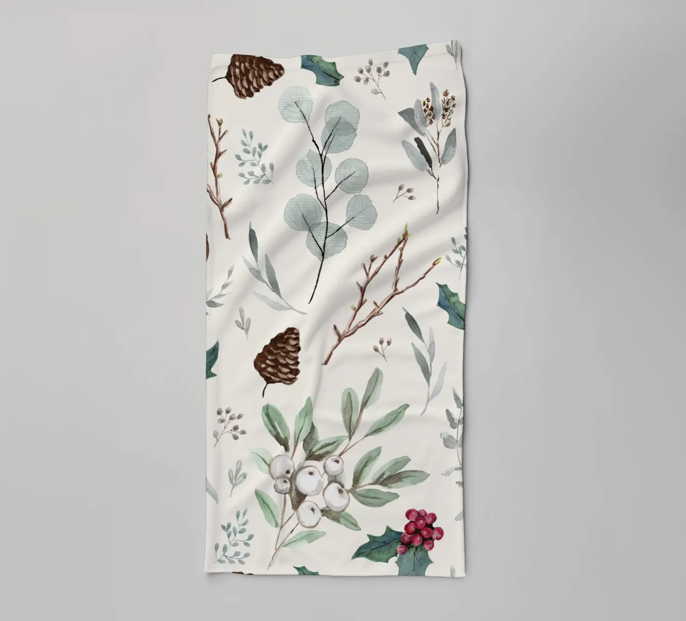 Holidays Botanical Pattern towel by anisillustration