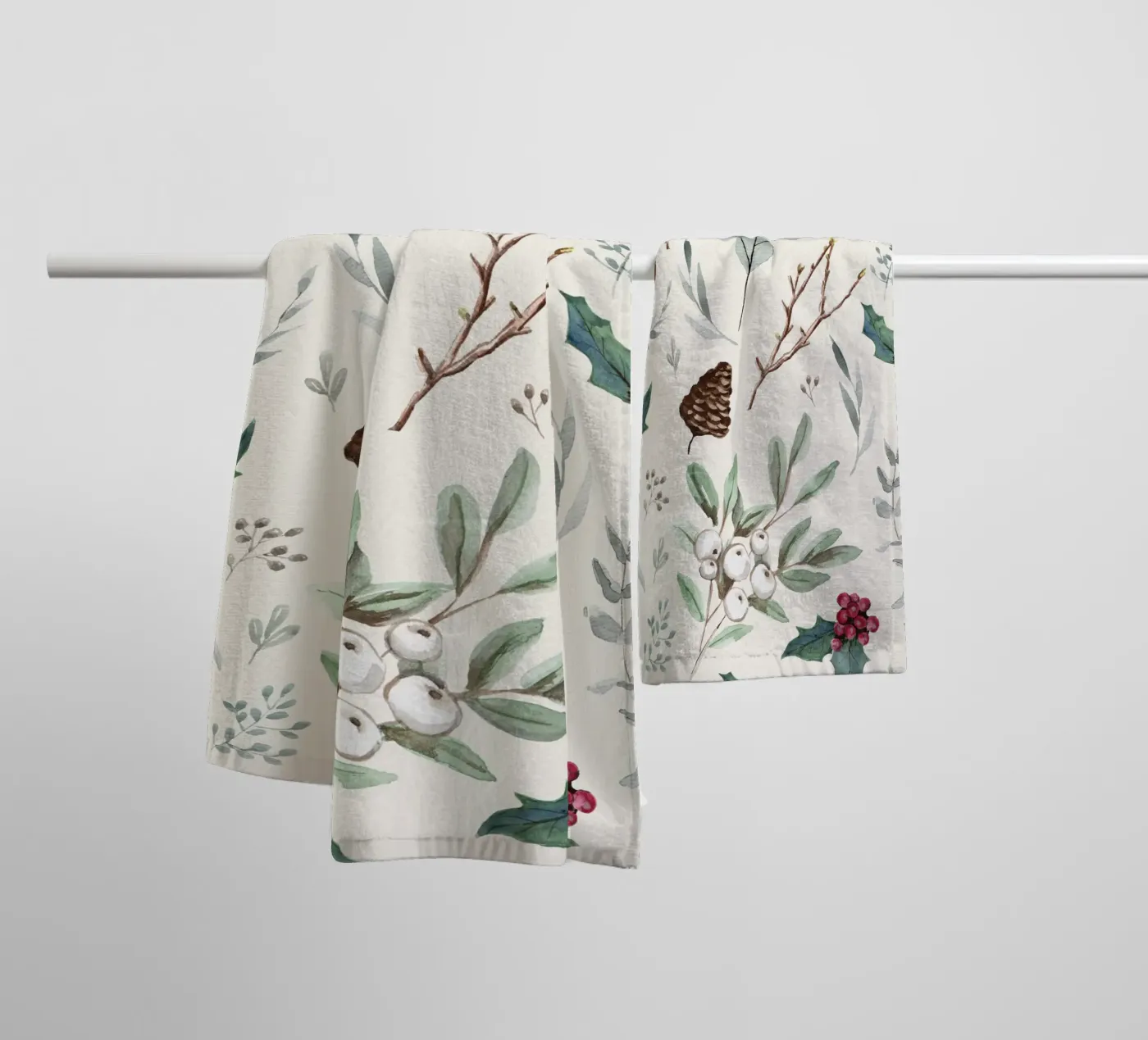 Holidays Botanical Pattern towel by anisillustration