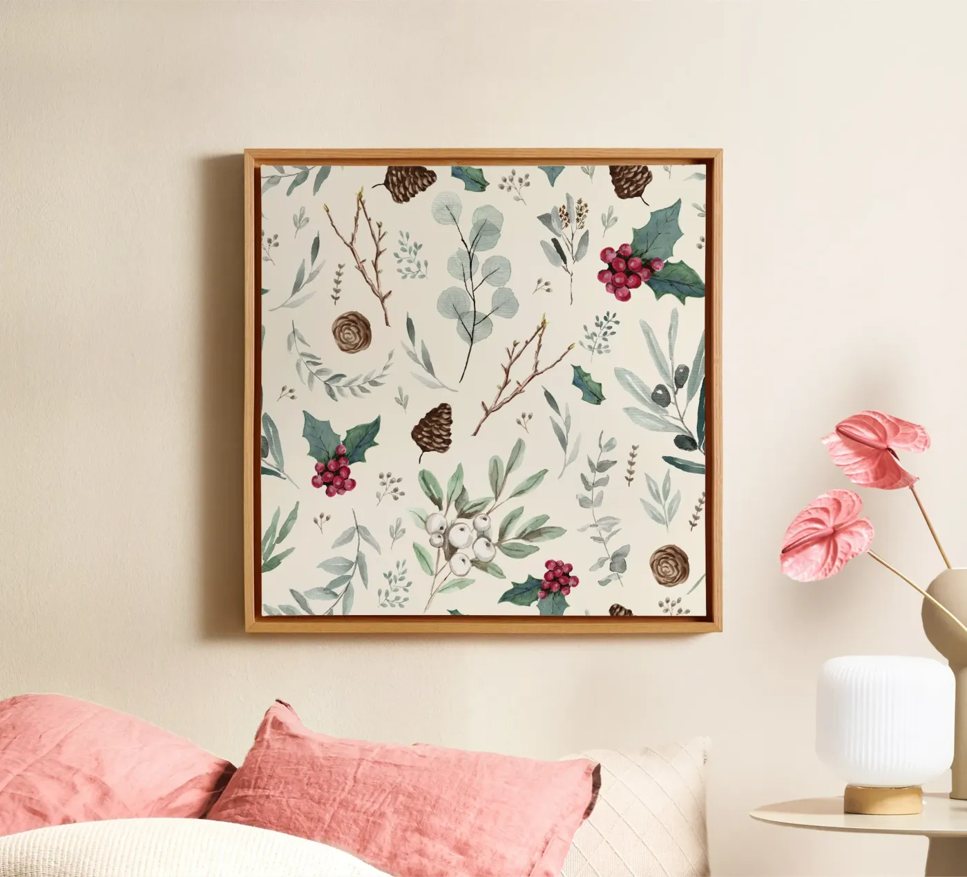 Holidays Botanical Pattern tela da anisillustration