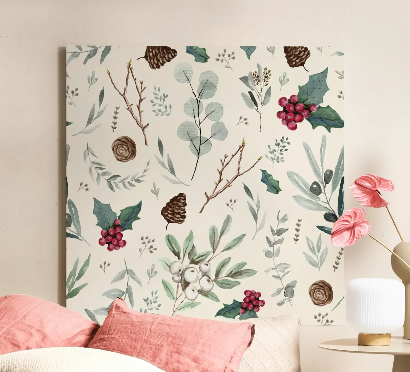 Holidays Botanical Pattern tela da anisillustration