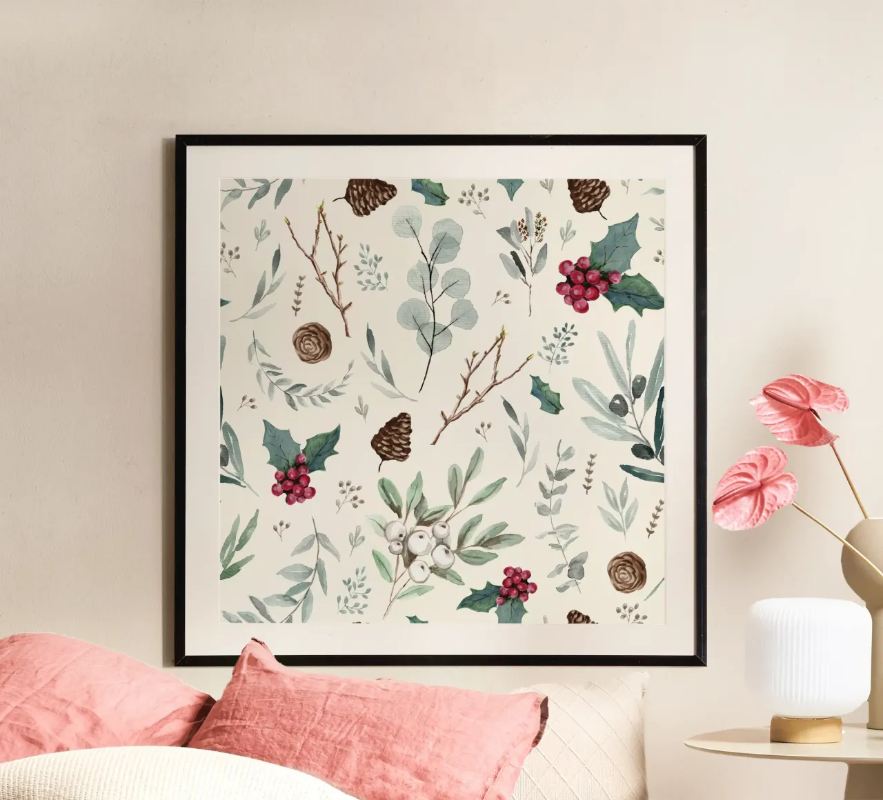 Holidays Botanical Pattern poster da anisillustration