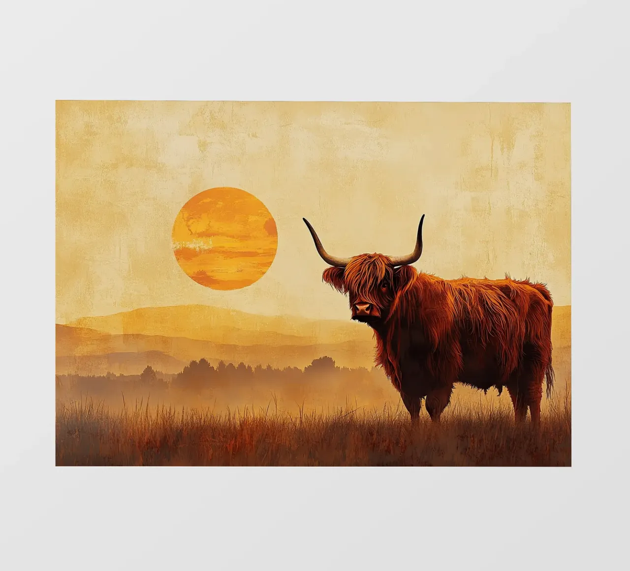 Wild en zacht: de stille kracht van de Hooglanden backlit folie van Nikis Art Studio