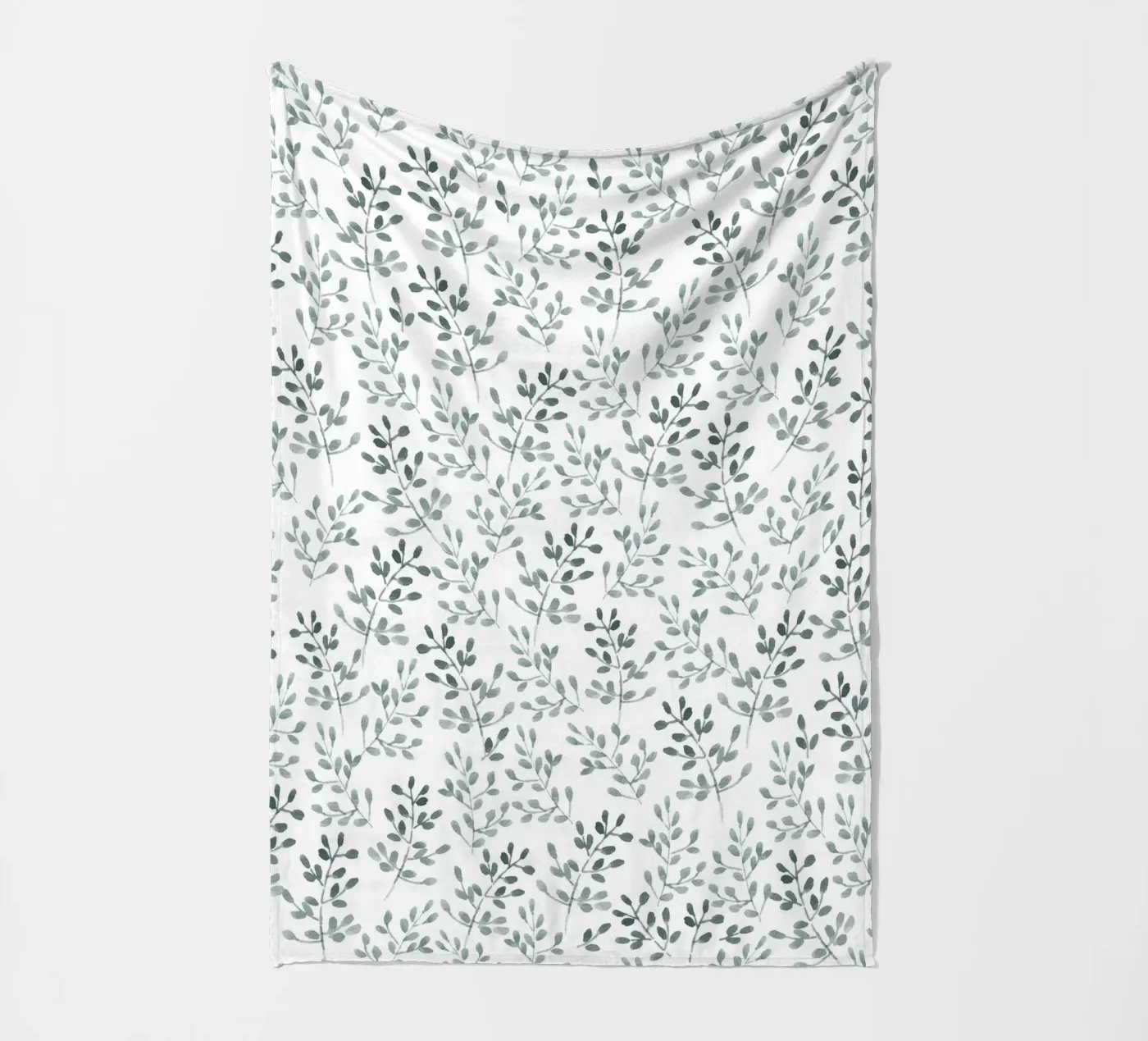 Tiny Leaves Green Pattern fleece blanket by anisillustration