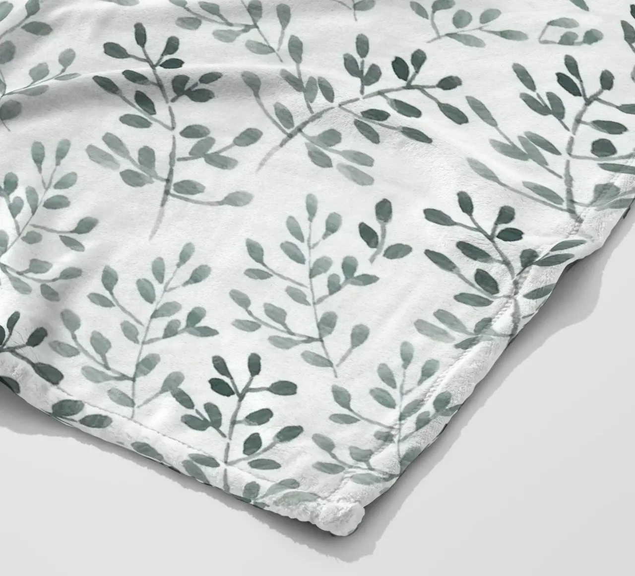 Tiny Leaves Green Pattern coperta in pile da anisillustration