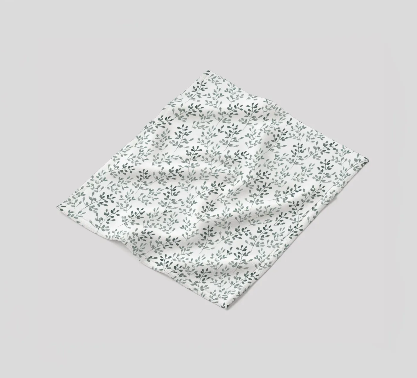 Tiny Leaves Green Pattern fleece blanket by anisillustration