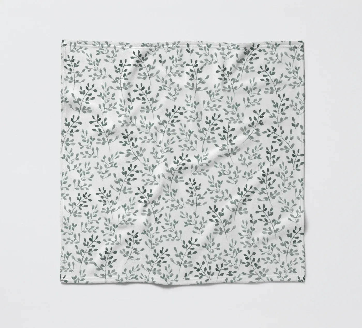 Tiny Leaves Green Pattern fleece blanket by anisillustration