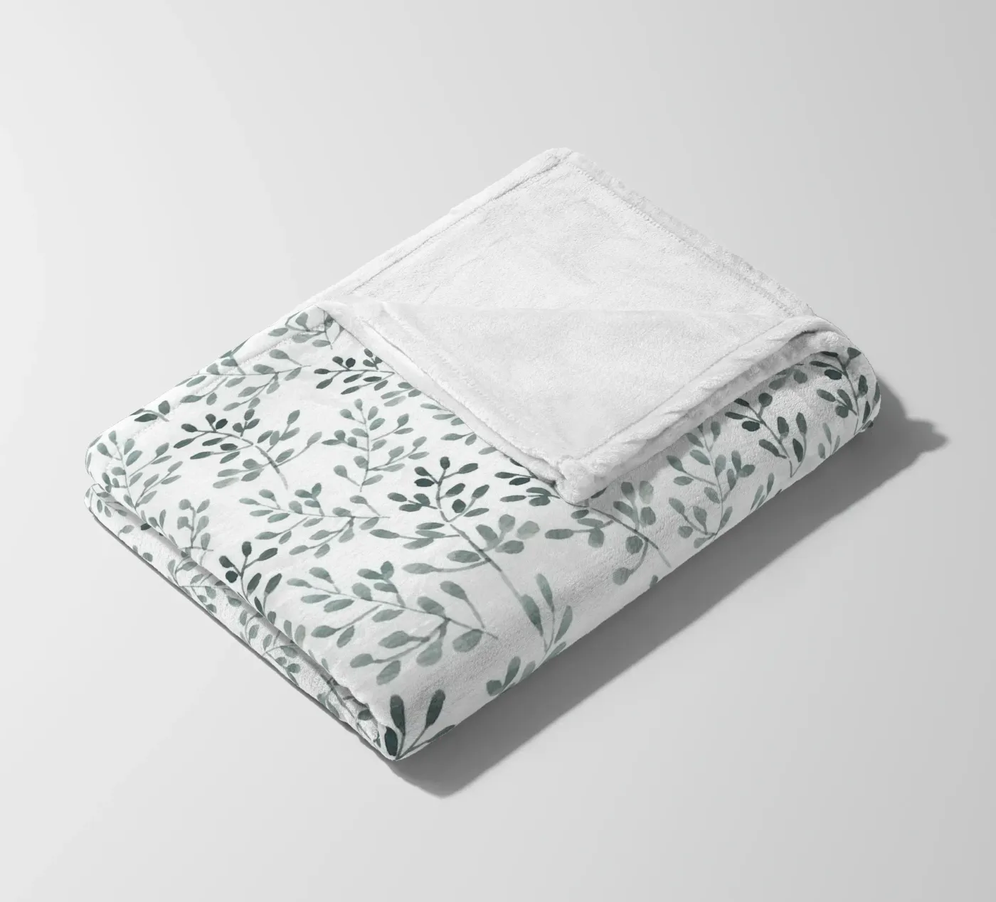 Tiny Leaves Green Pattern fleece blanket by anisillustration