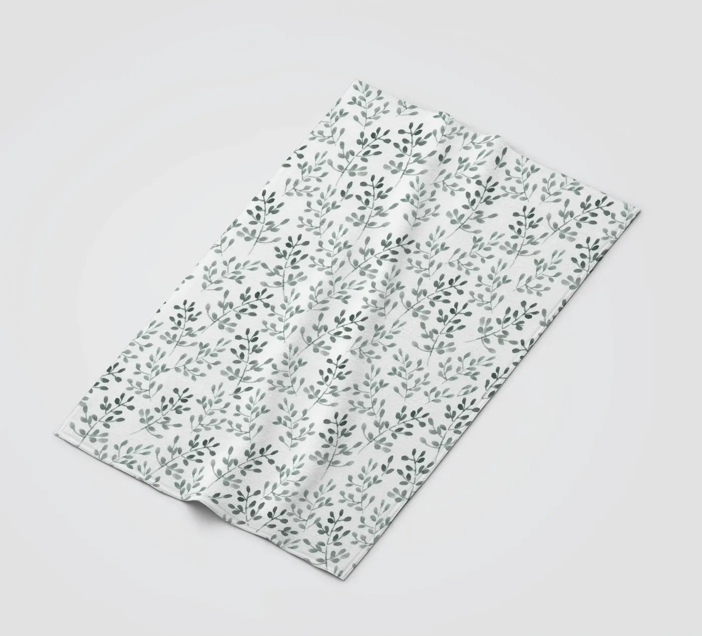Tiny Leaves Green Pattern fleece blanket by anisillustration