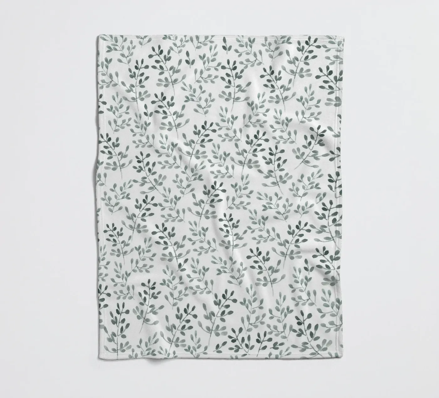 Tiny Leaves Green Pattern fleece blanket by anisillustration