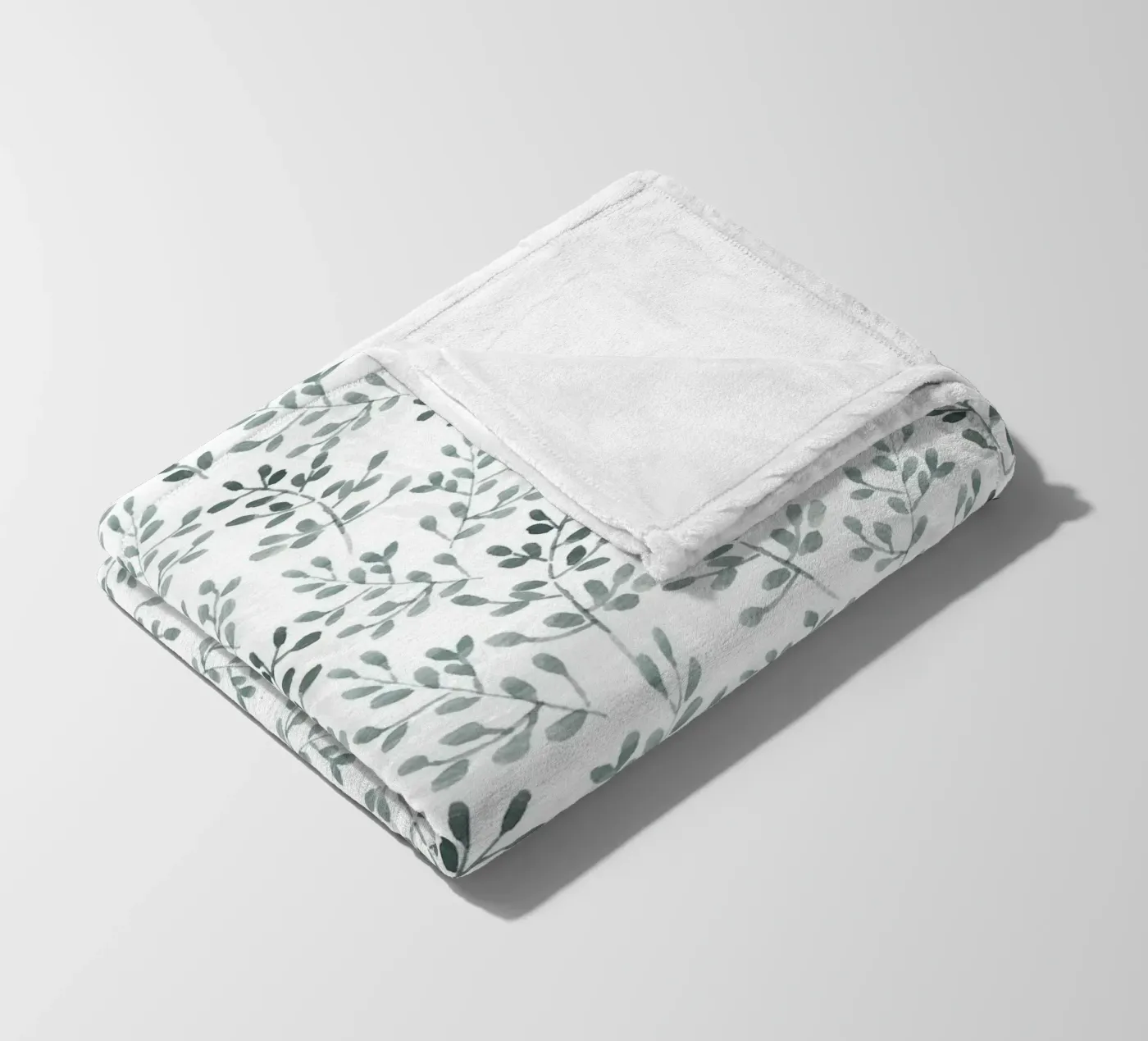 Tiny Leaves Green Pattern fleece blanket by anisillustration
