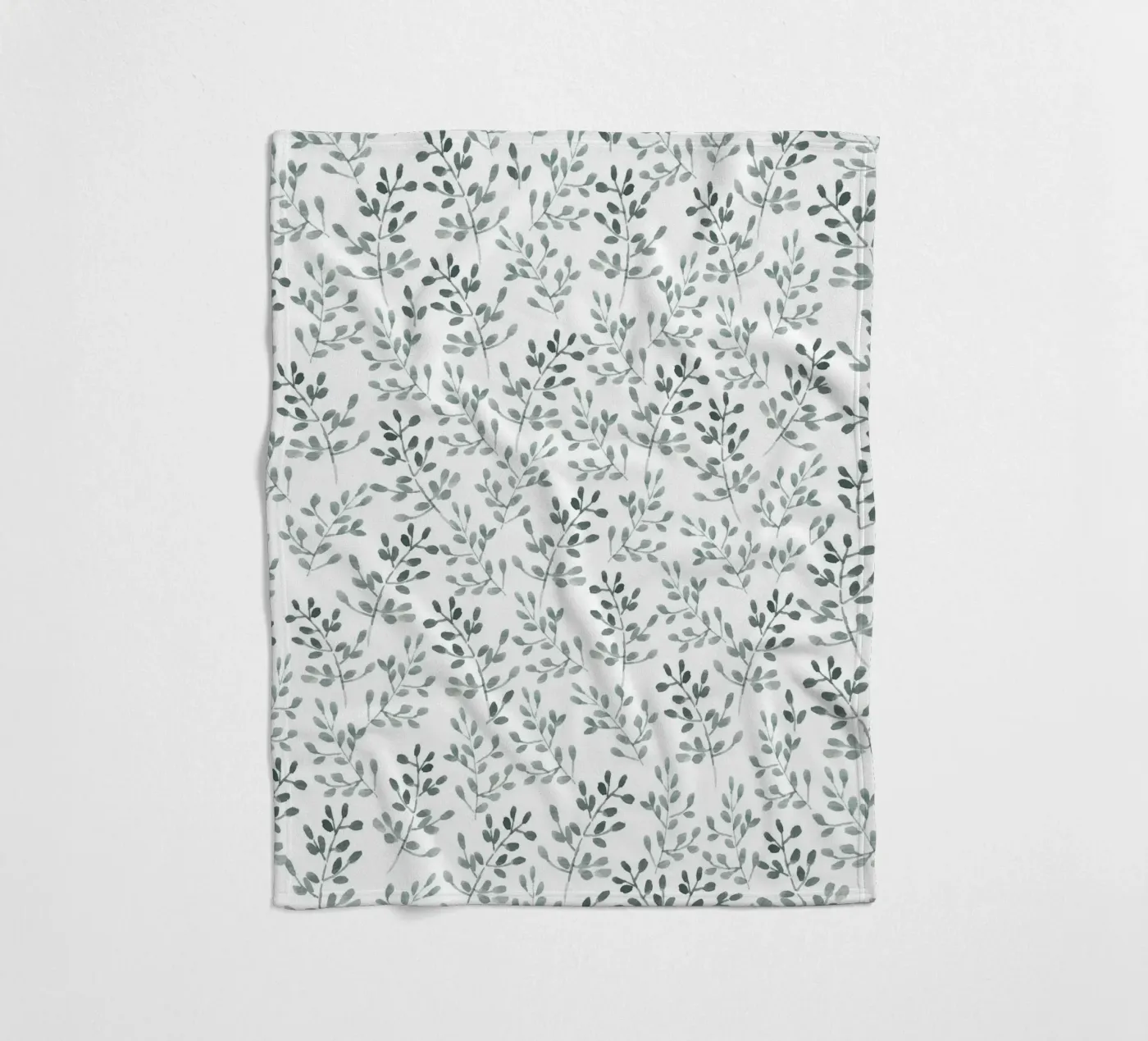 Tiny Leaves Green Pattern fleece blanket by anisillustration