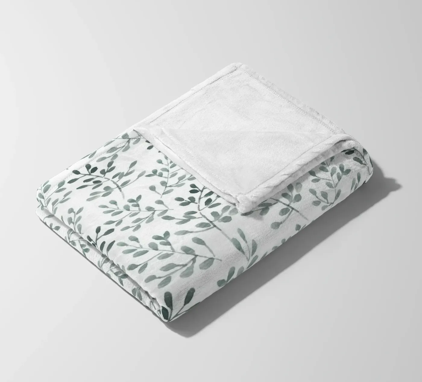 Tiny Leaves Green Pattern fleece blanket by anisillustration