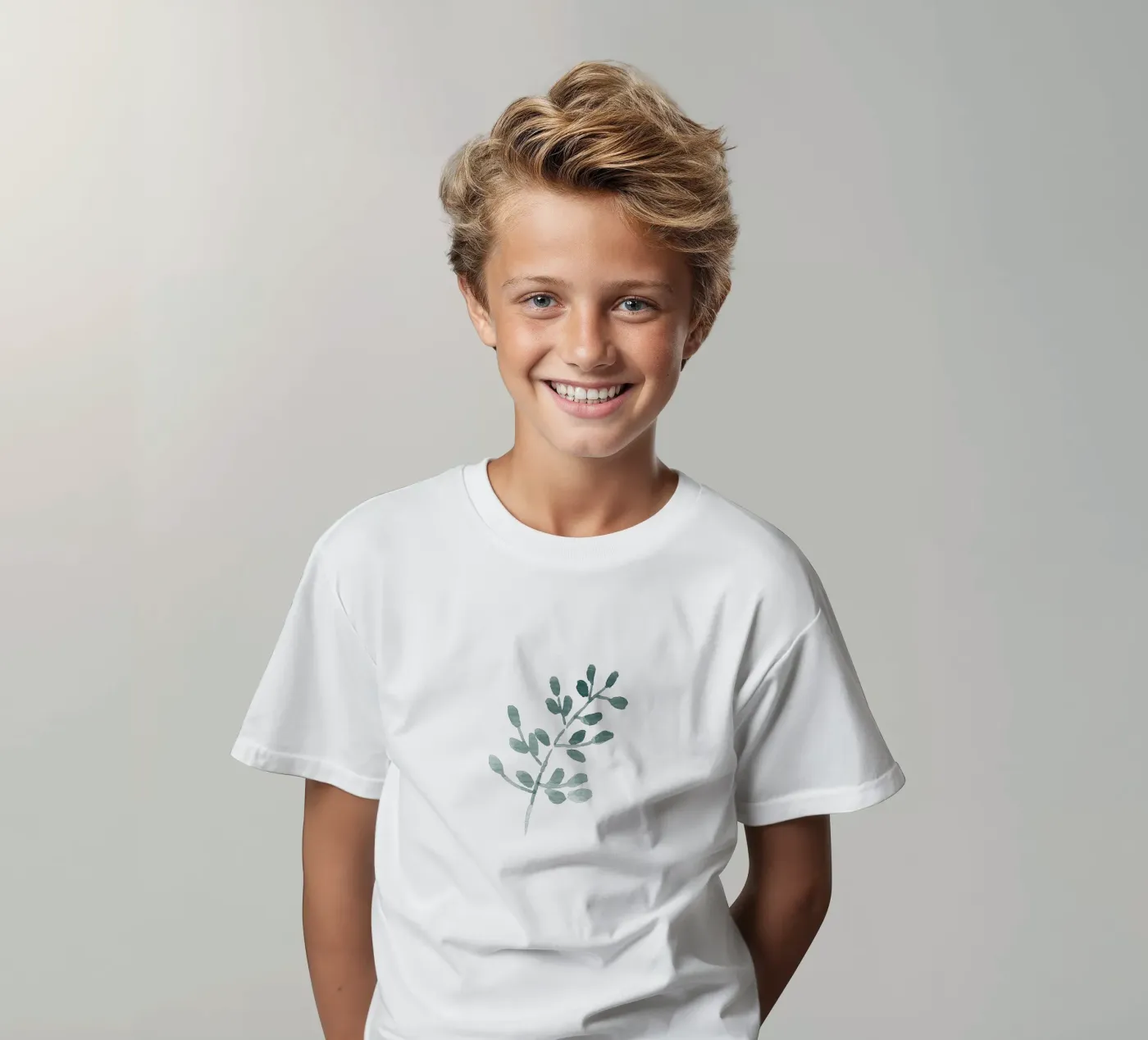 Tiny Leaves Green Pattern t-shirt bambini da anisillustration