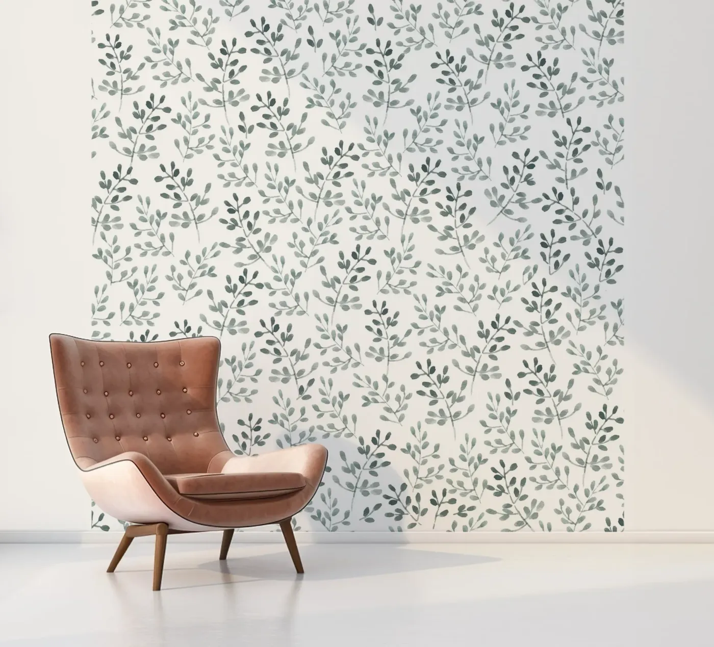 Tiny Leaves Green Pattern papier peint photo de anisillustration