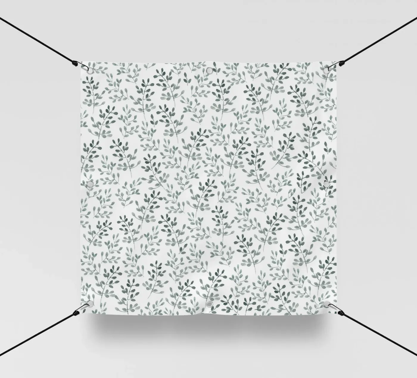 Tiny Leaves Green Pattern PVC Plane von anisillustration