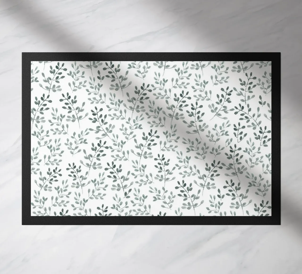 Tiny Leaves Green Pattern doormat by anisillustration