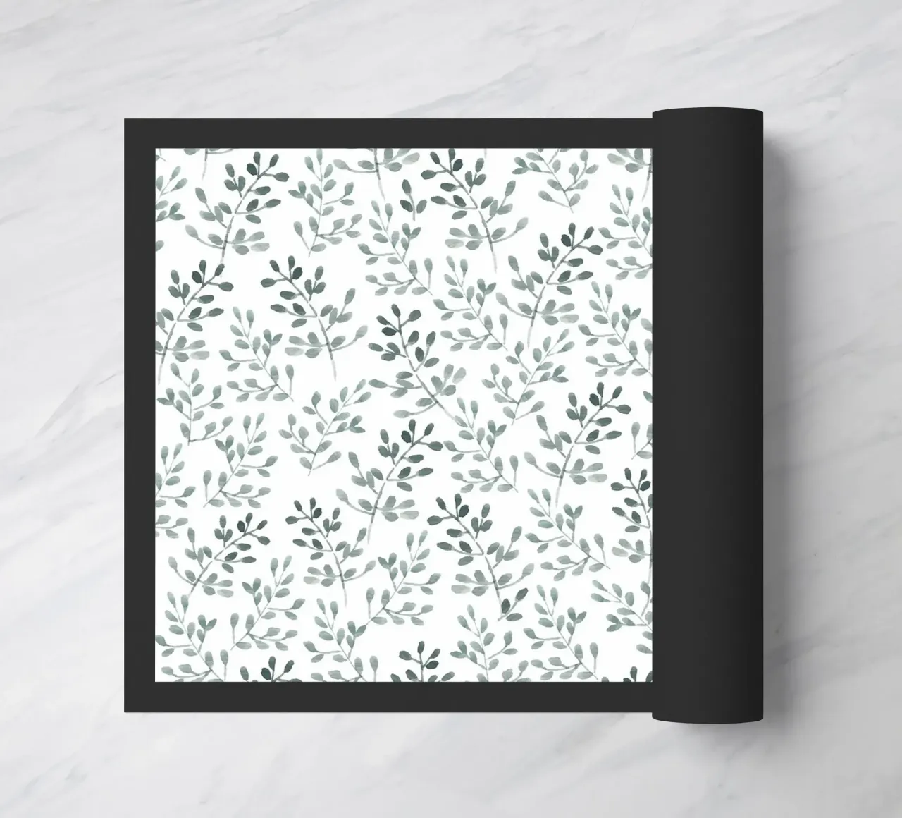 Tiny Leaves Green Pattern doormat by anisillustration