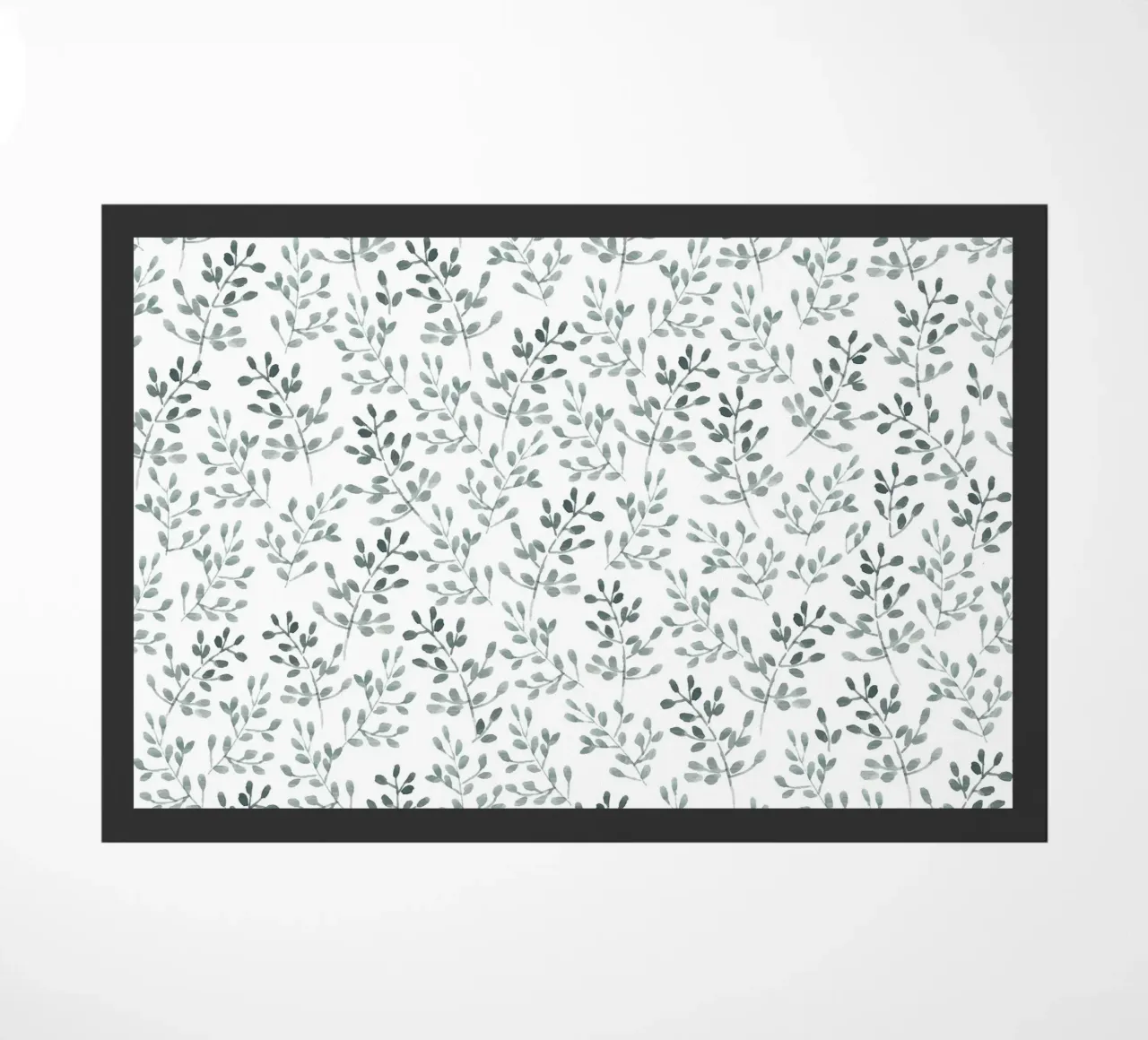 Tiny Leaves Green Pattern doormat by anisillustration