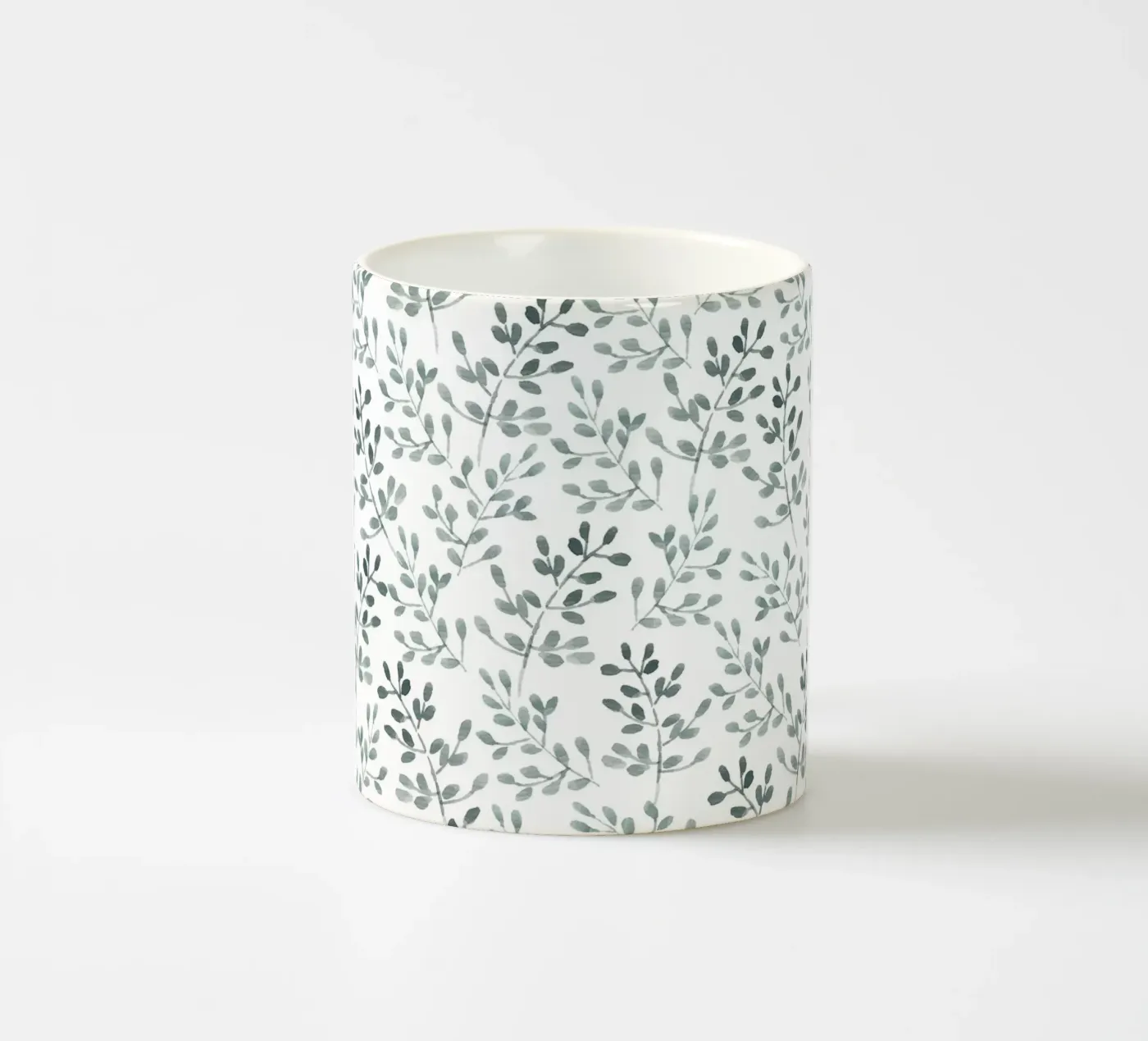 Tiny Leaves Green Pattern ceramic mug by anisillustration