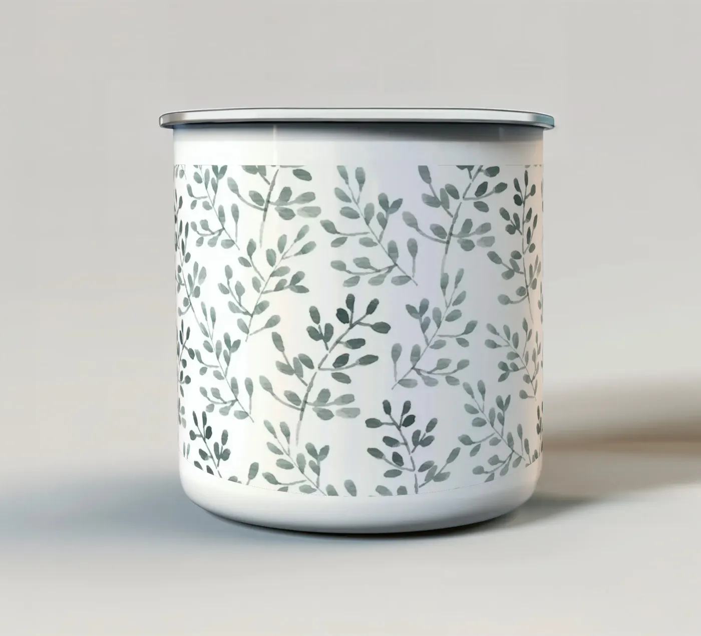 Tiny Leaves Green Pattern emaille mok van anisillustration