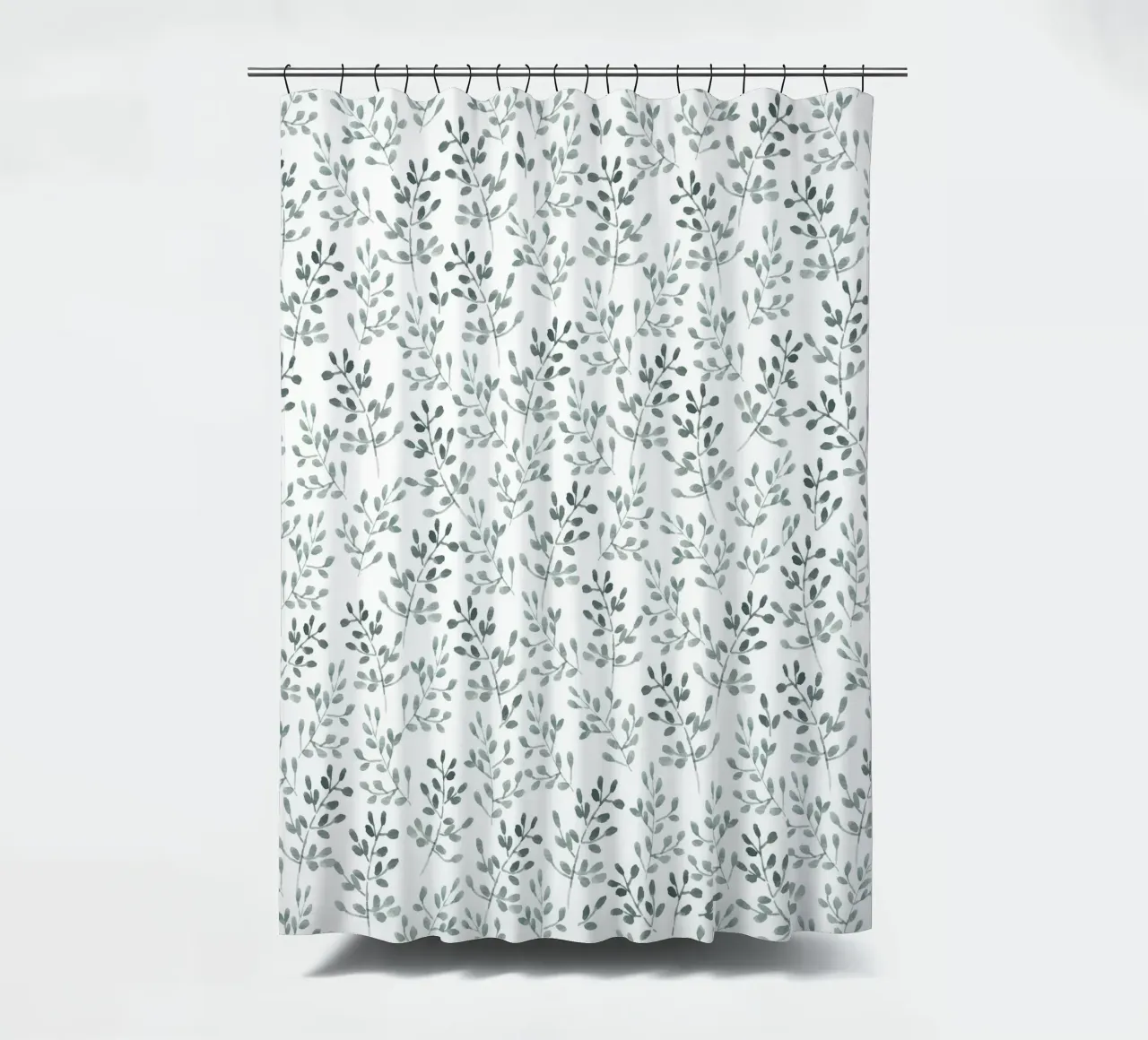 Tiny Leaves Green Pattern tenda da doccia da anisillustration