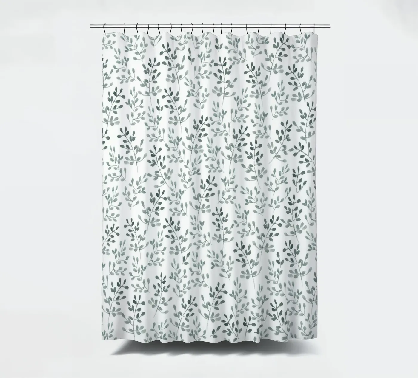Tiny Leaves Green Pattern Duschvorhang von anisillustration