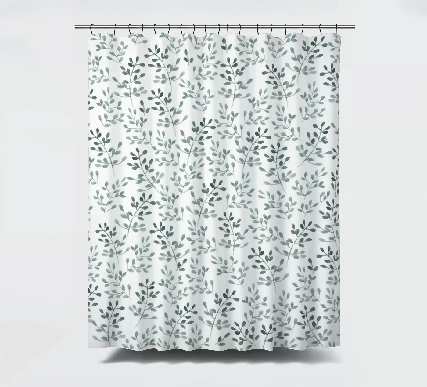 Tiny Leaves Green Pattern Duschvorhang von anisillustration