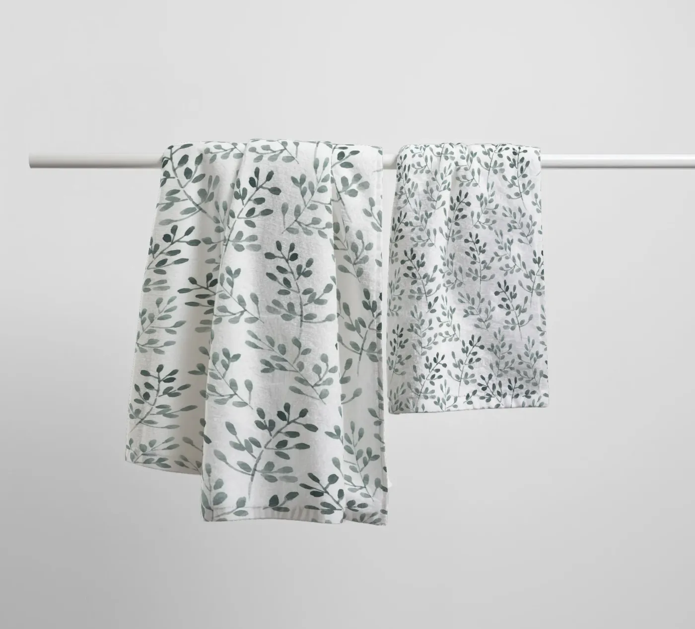 Tiny Leaves Green Pattern towel by anisillustration