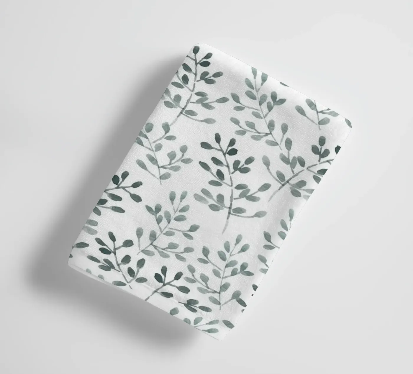 Tiny Leaves Green Pattern towel by anisillustration