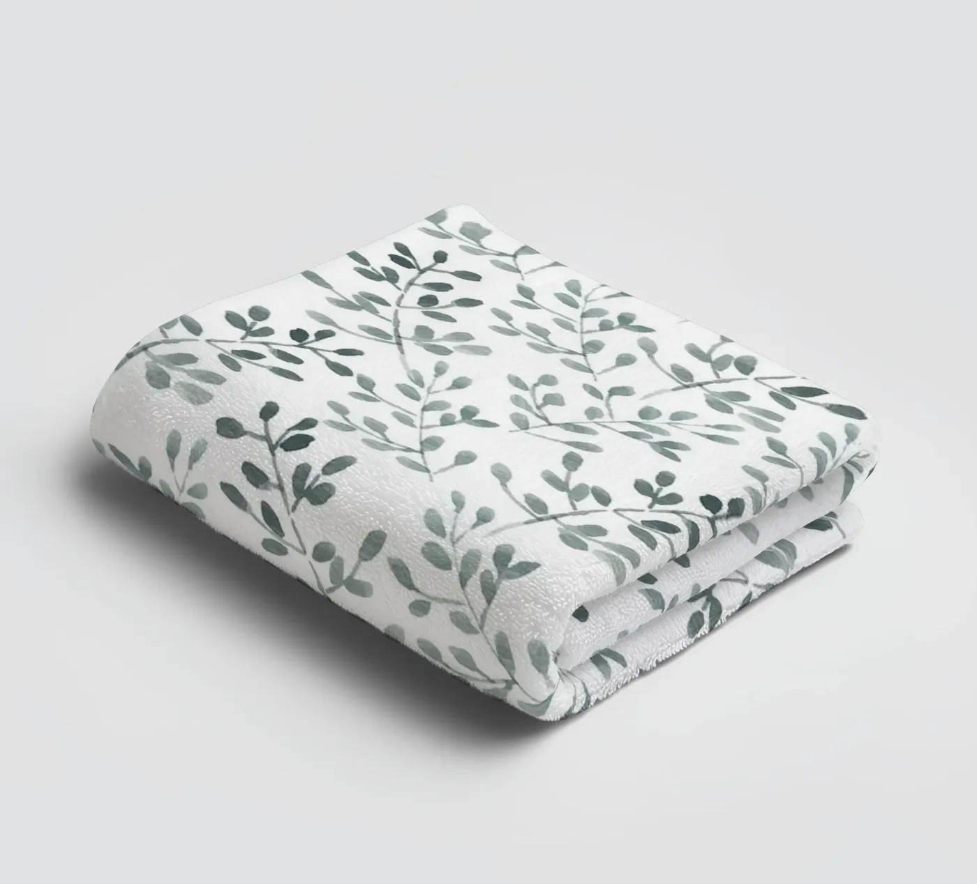 Tiny Leaves Green Pattern towel by anisillustration