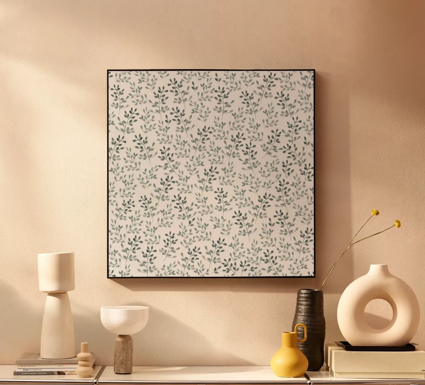 Tiny Leaves Green Pattern pannello forex da anisillustration