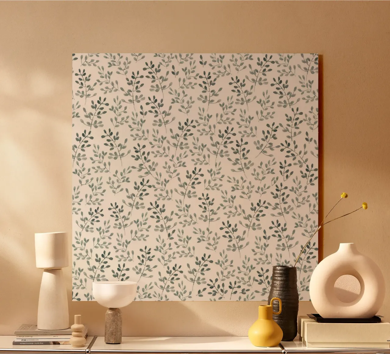 Tiny Leaves Green Pattern alluminio dibond da anisillustration