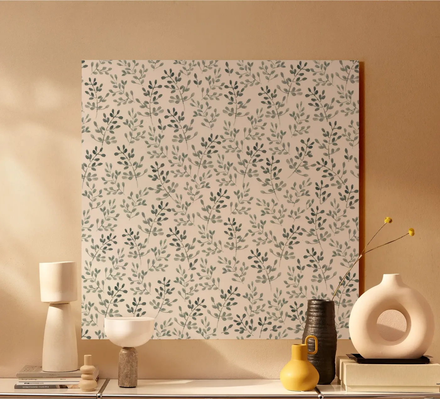 Tiny Leaves Green Pattern pannello forex da anisillustration