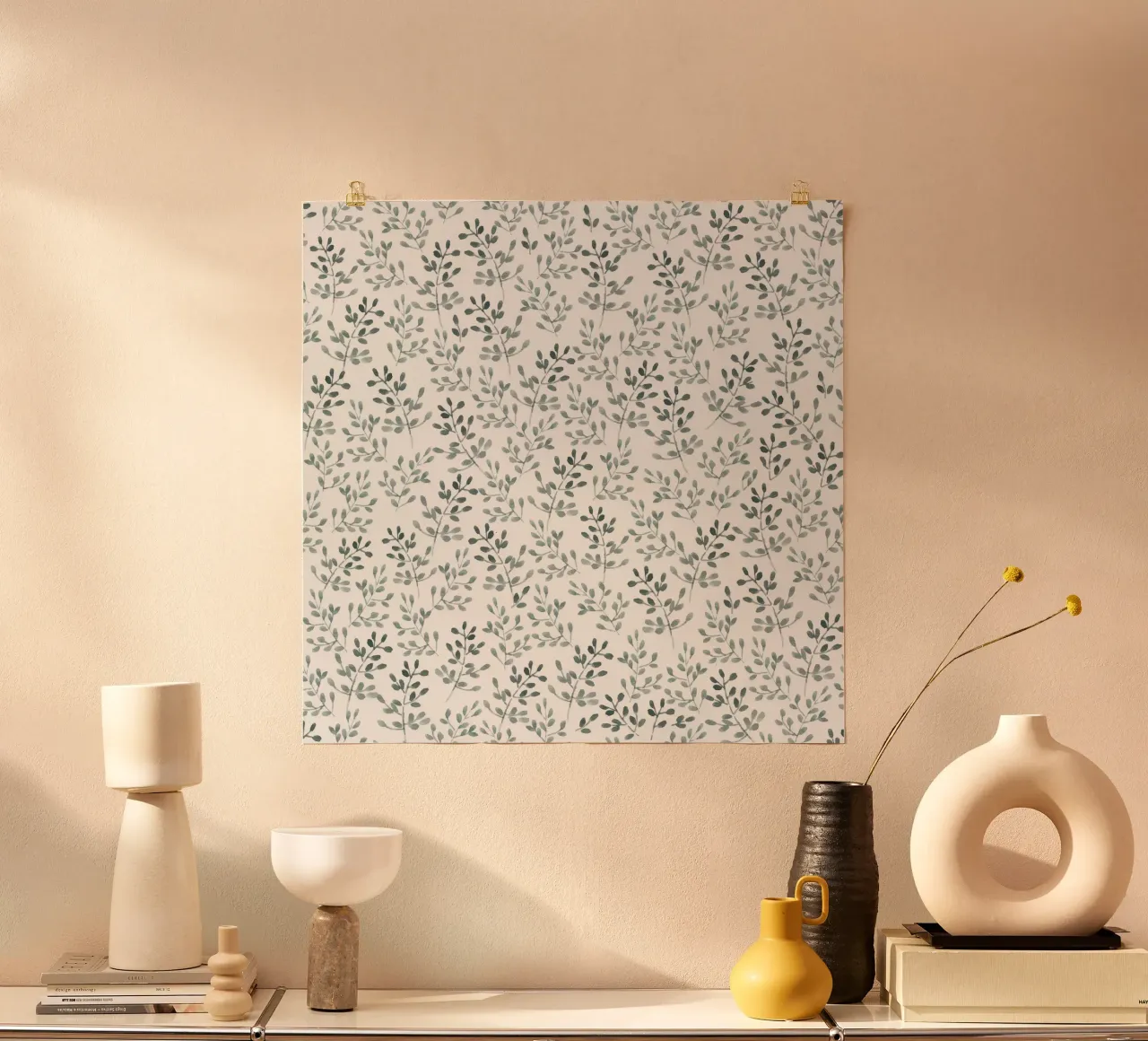 Tiny Leaves Green Pattern poster da anisillustration