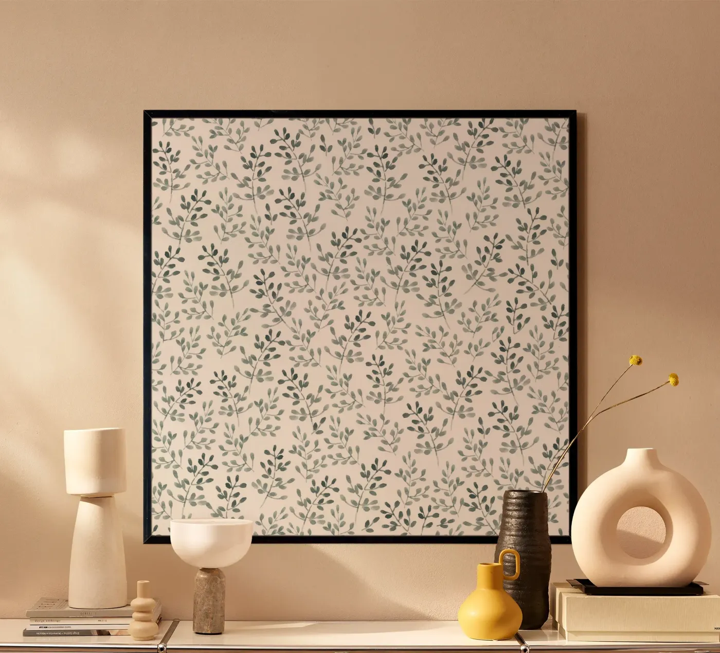 Tiny Leaves Green Pattern poster van anisillustration