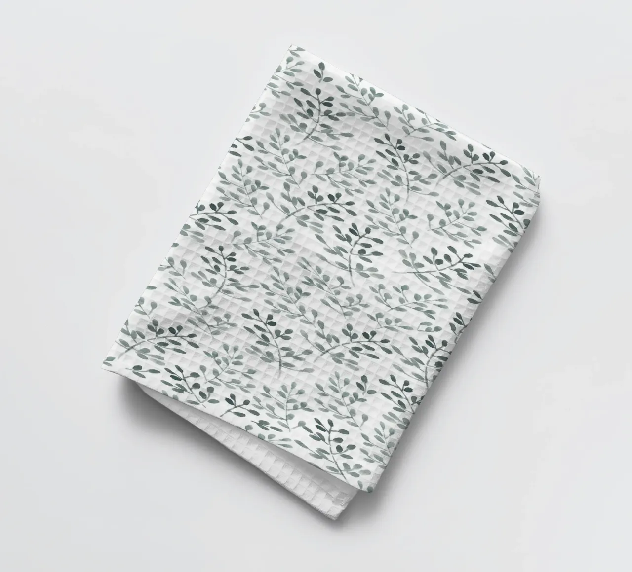 Tiny Leaves Green Pattern Geschirrtuch von anisillustration