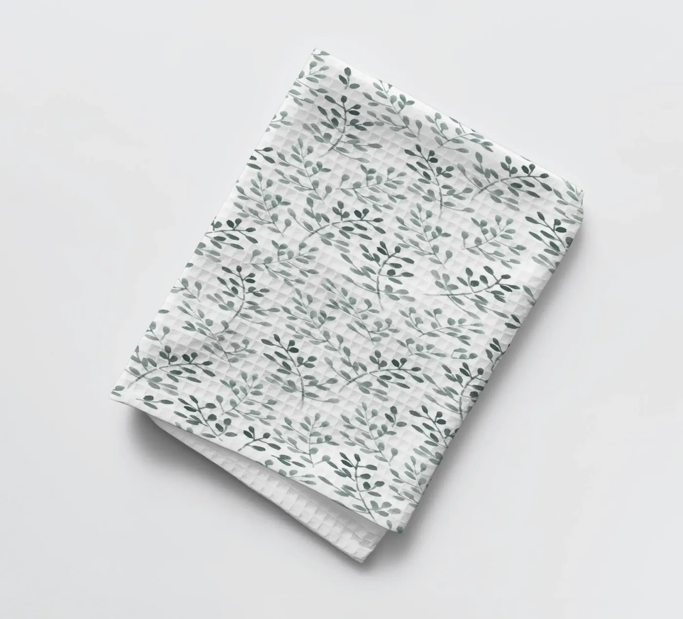 Tiny Leaves Green Pattern Geschirrtuch von anisillustration