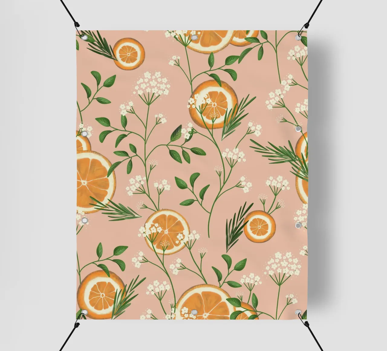 Elderflowers and Oranges Pattern telo in pvc da anisillustration