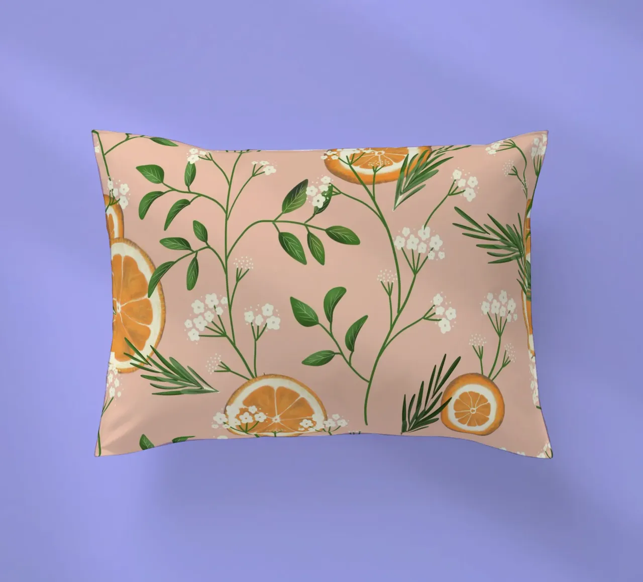 Elderflowers and Oranges Pattern cuscino da anisillustration