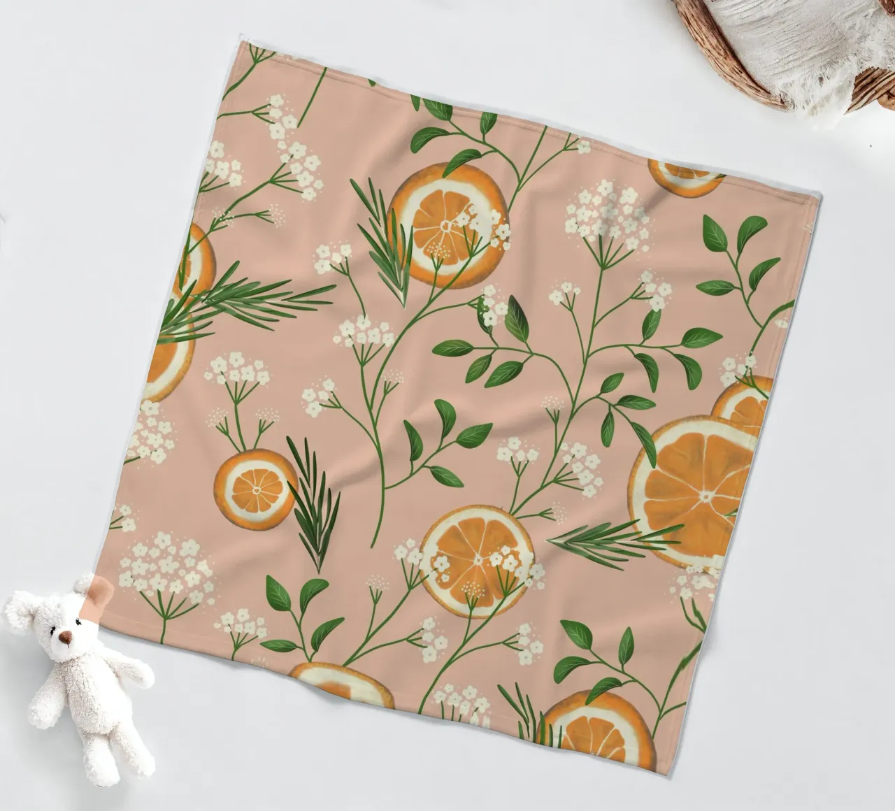 Elderflowers and Oranges Pattern coperta in pile da anisillustration