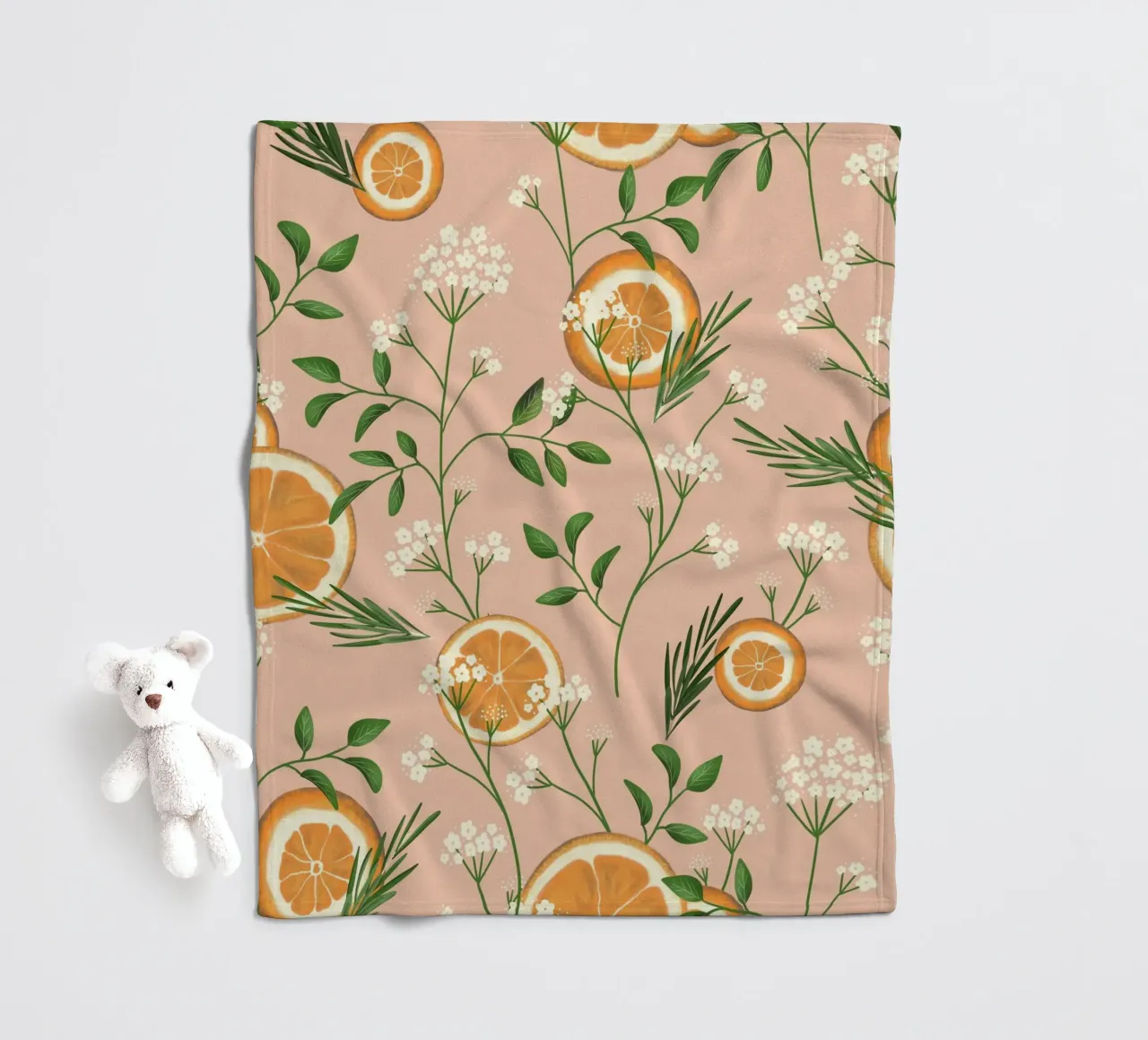Elderflowers and Oranges Pattern coperta in pile da anisillustration
