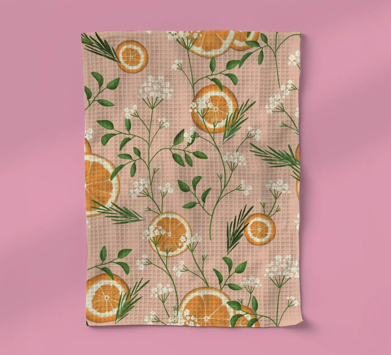 Elderflowers and Oranges Pattern canovaccio da cucina da anisillustration